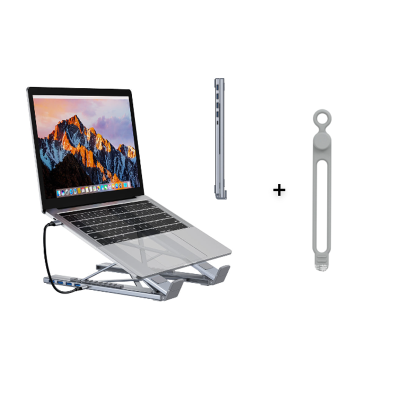 🌞Fris De Lente In Met 50% Korting!🔥Premium 2-in-1 Aluminium Laptopstandaard & USB-C Docking Station | Ergonomisch, Opvouwbaar + 4K HDMI & 8 Poorten